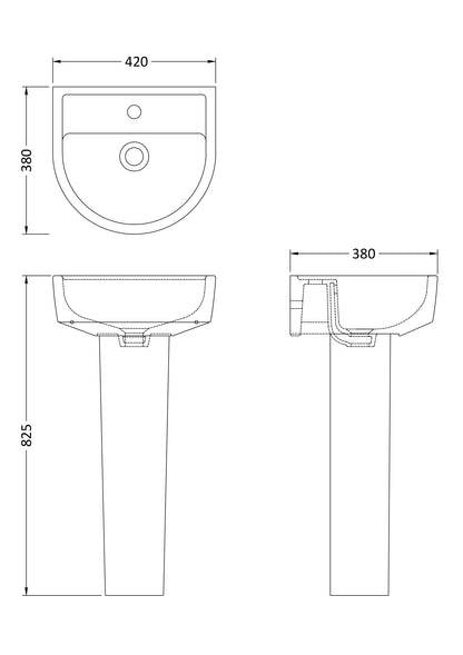 Nuie Provost 1TH Basin & Pedestal