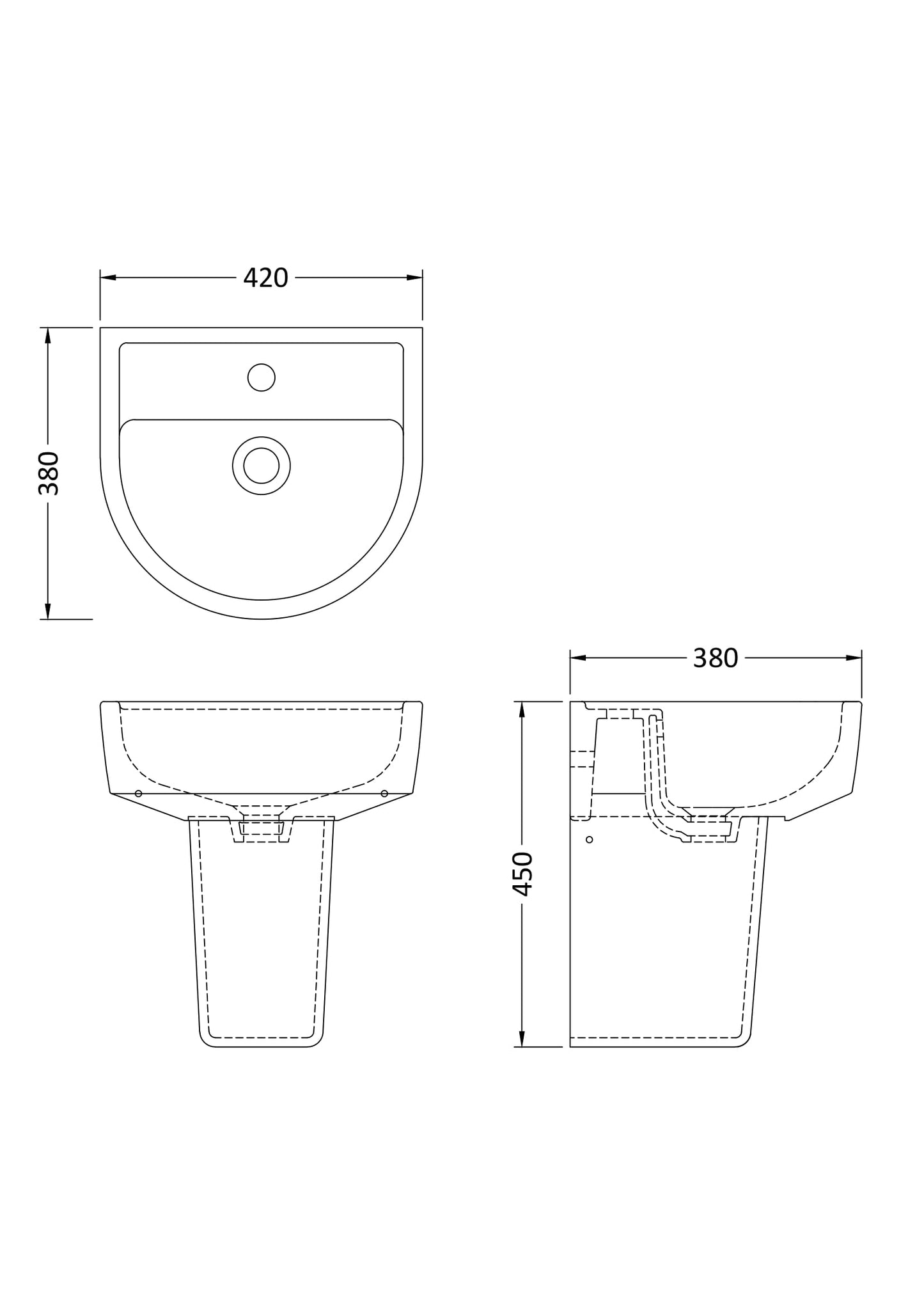 Nuie Provost 1TH Basin & Semi Pedestal