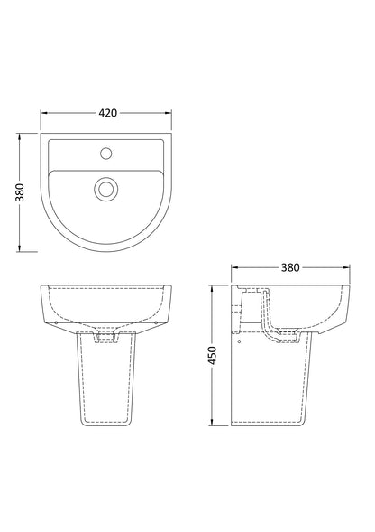 Nuie Provost 1TH Basin & Semi Pedestal