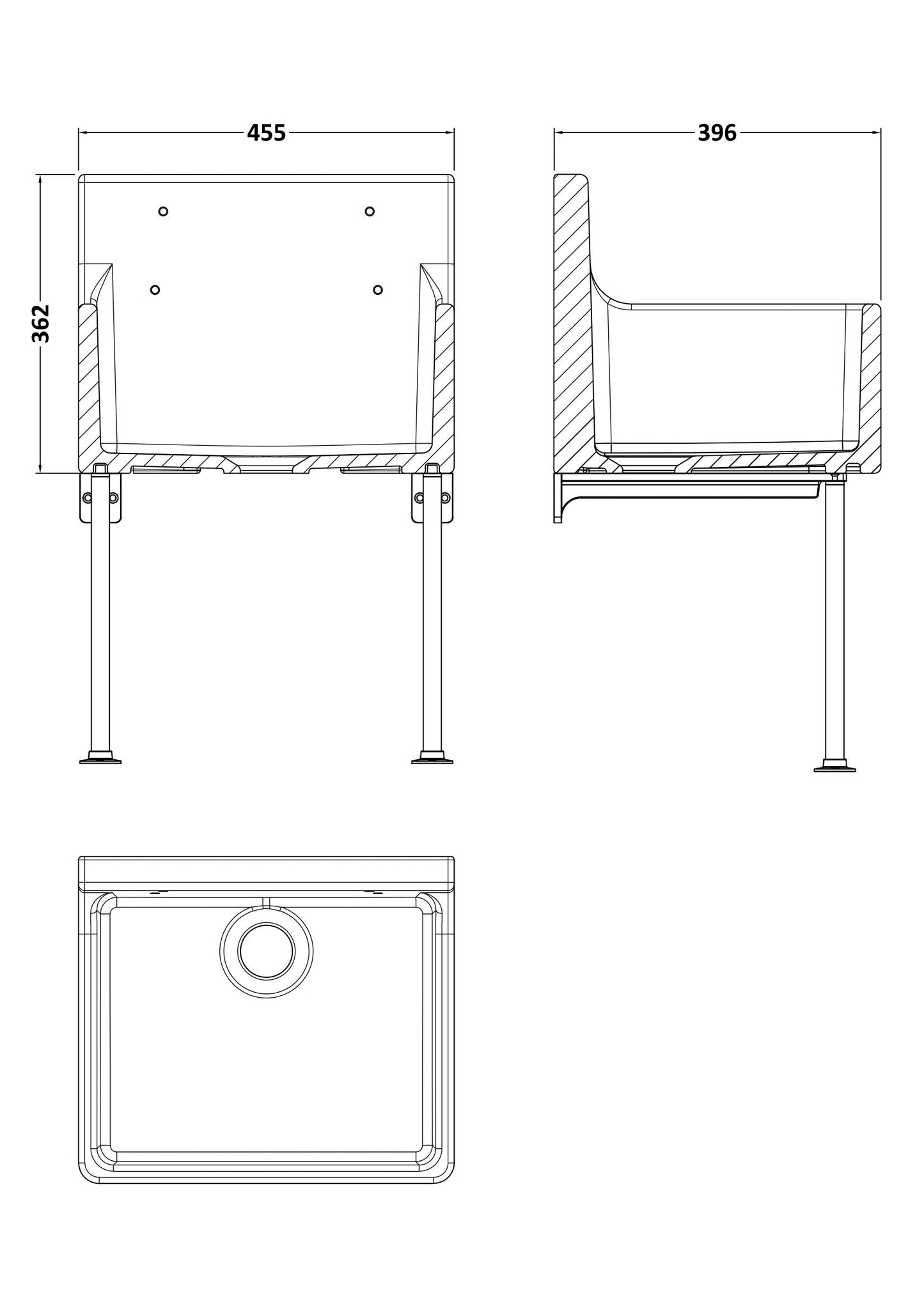 Nuie Cleaner Sink inc Legs & Bracket