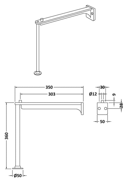 Nuie Cleaner Sink Legs & Wall Bracket (Pair)