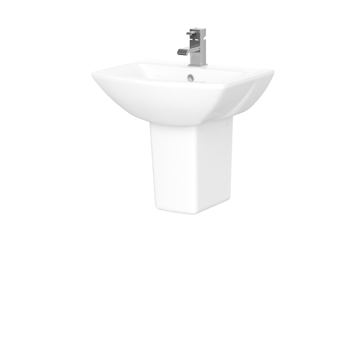 Nuie Asselby 500mm 1TH Basin & Semi Pedestal