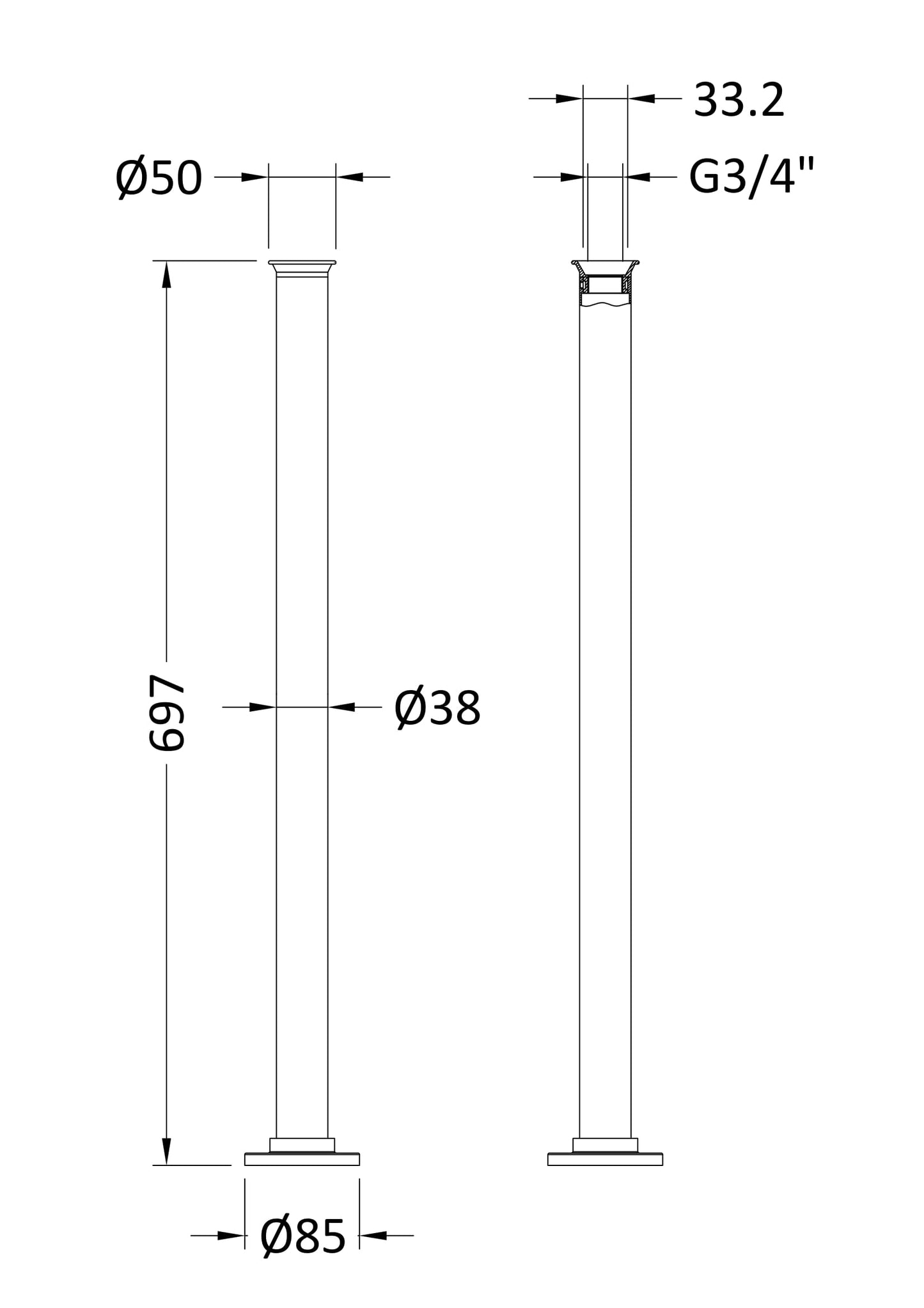 Hudson Reed Old London Standpipes Freestanding legs 600mm