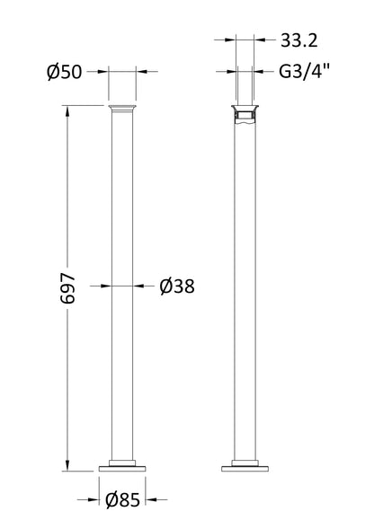 Hudson Reed Old London Standpipes Freestanding legs 600mm