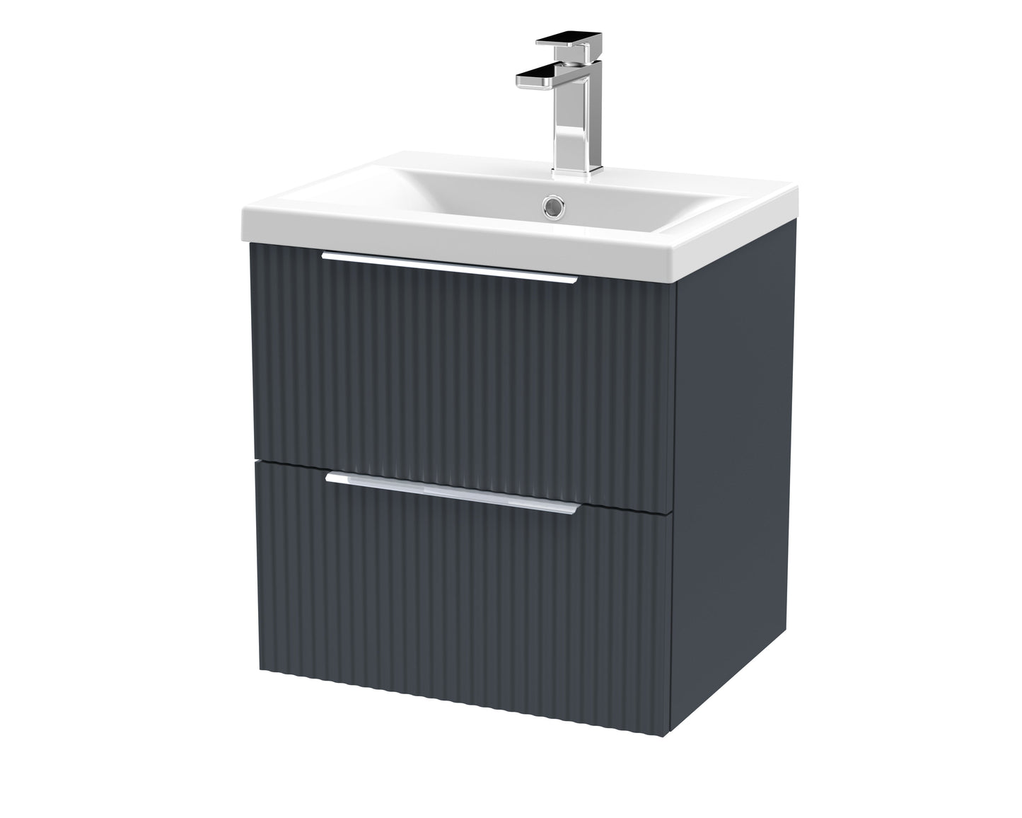 Hudson Reed Fluted 500mm Wall Hung 2 Drawer Vanity & Basin