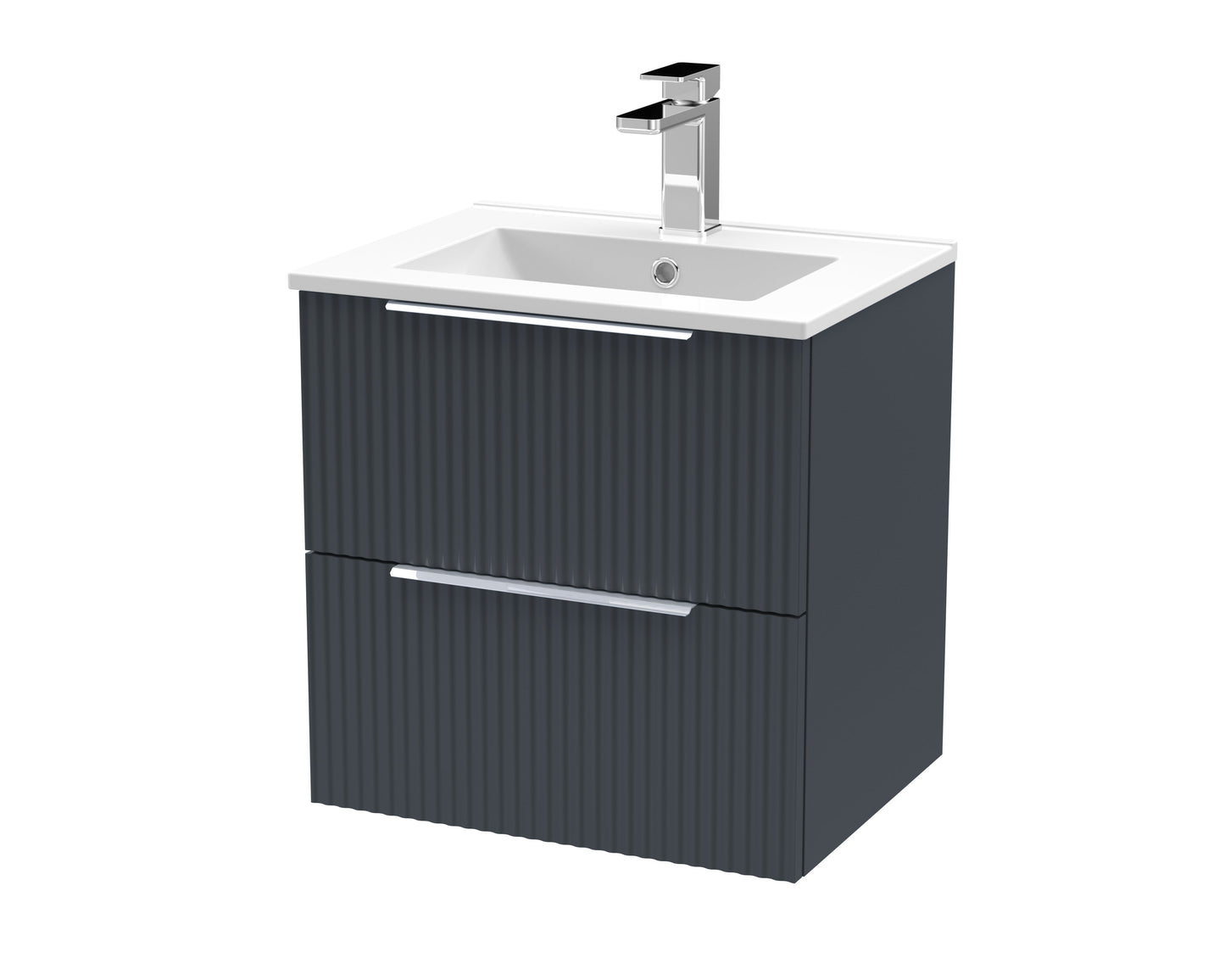 Hudson Reed Fluted 500mm Wall Hung 2 Drawer Vanity & Basin