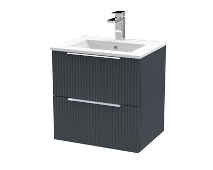 Hudson Reed Fluted 500mm Wall Hung 2 Drawer Vanity & Basin