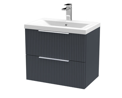 Hudson Reed Fluted 500mm Wall Hung 2 Drawer Vanity & Basin