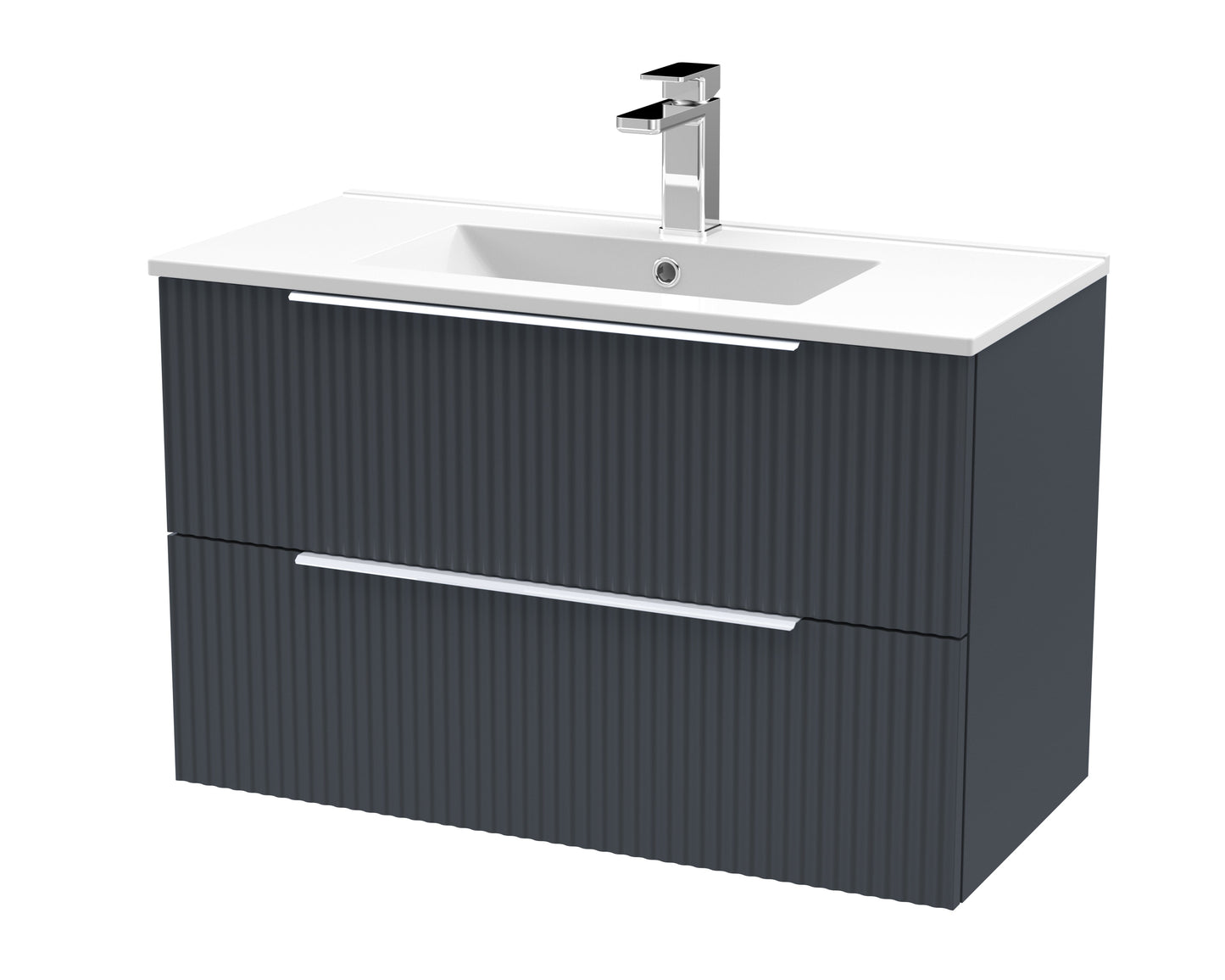 Hudson Reed Fluted 500mm Wall Hung 2 Drawer Vanity & Basin