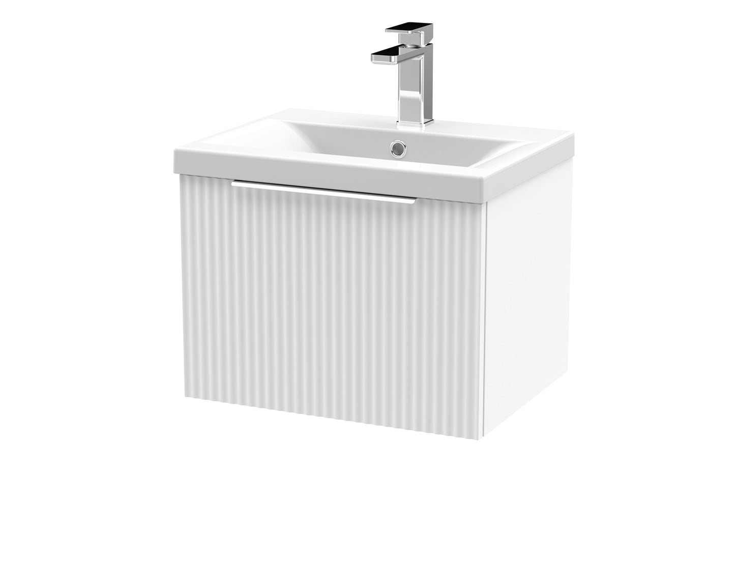 Hudson Reed Fluted Wall Hung Single Drawer Vanity & Basin