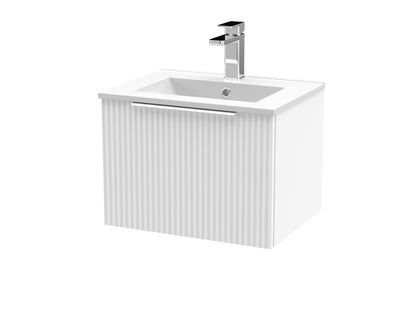 Hudson Reed Fluted Wall Hung Single Drawer Vanity & Basin