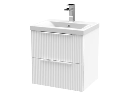 Hudson Reed Fluted 500mm Wall Hung 2 Drawer Vanity & Basin