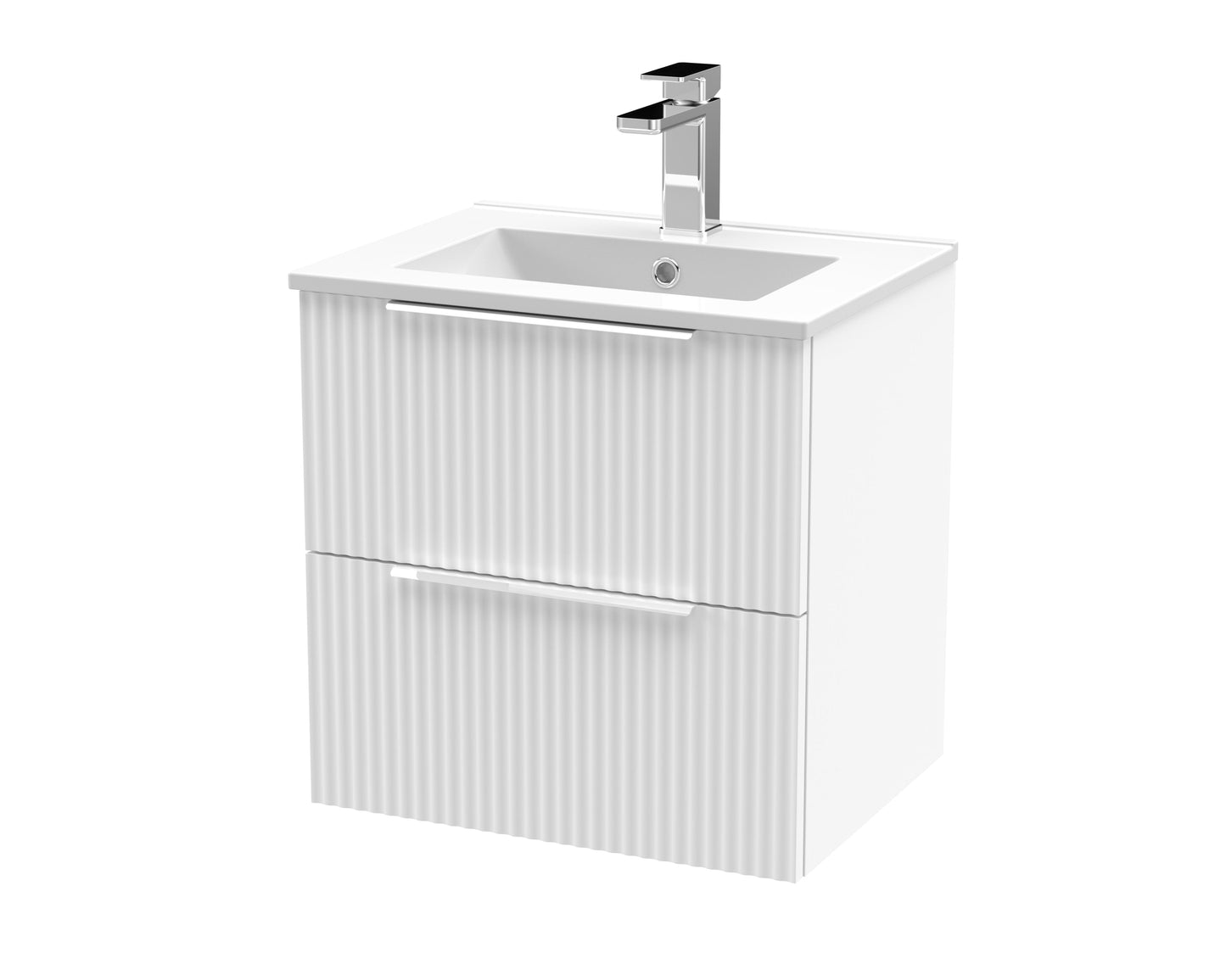 Hudson Reed Fluted 500mm Wall Hung 2 Drawer Vanity & Basin