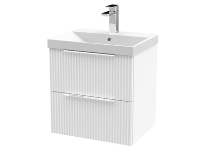 Hudson Reed Fluted 500mm Wall Hung 2 Drawer Vanity & Basin