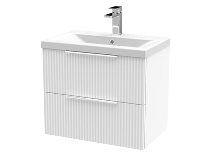 Hudson Reed Fluted 500mm Wall Hung 2 Drawer Vanity & Basin