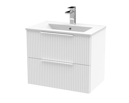 Hudson Reed Fluted 500mm Wall Hung 2 Drawer Vanity & Basin