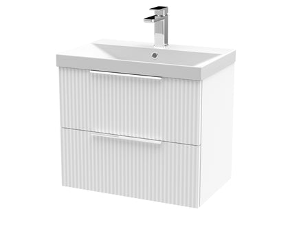 Hudson Reed Fluted 500mm Wall Hung 2 Drawer Vanity & Basin