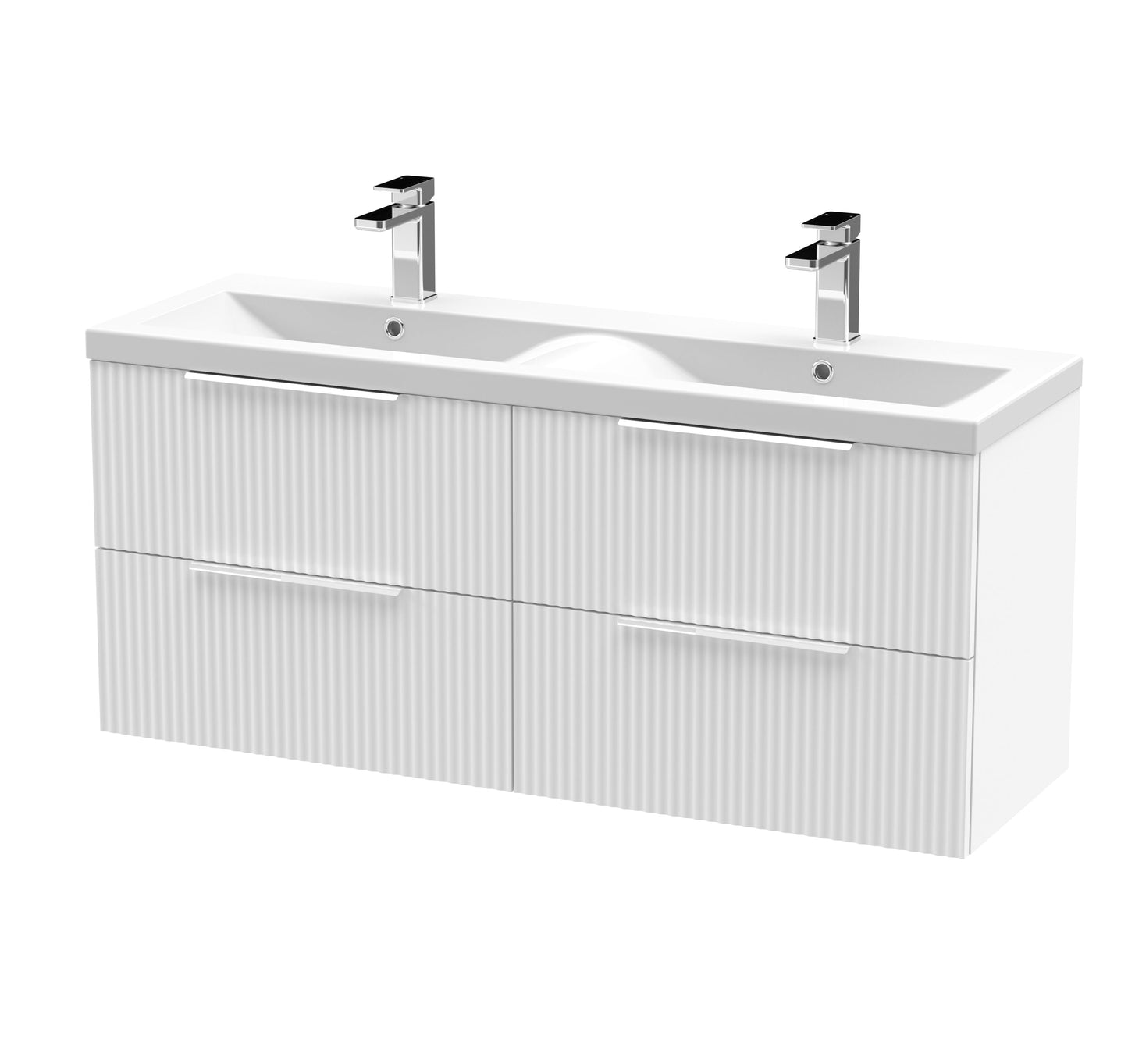 Hudson Reed Fluted Wall Hung 4 Drawer Vanity & Basin/worktop