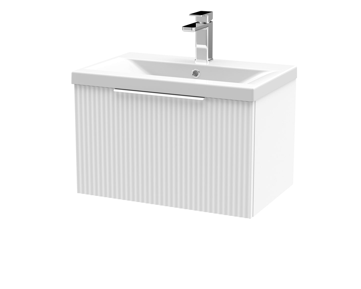 Hudson Reed Fluted Wall Hung Single Drawer Vanity & Basin