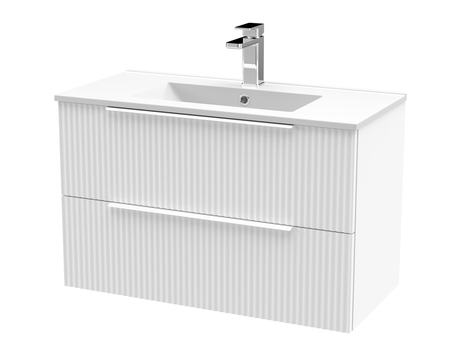 Hudson Reed Fluted 500mm Wall Hung 2 Drawer Vanity & Basin