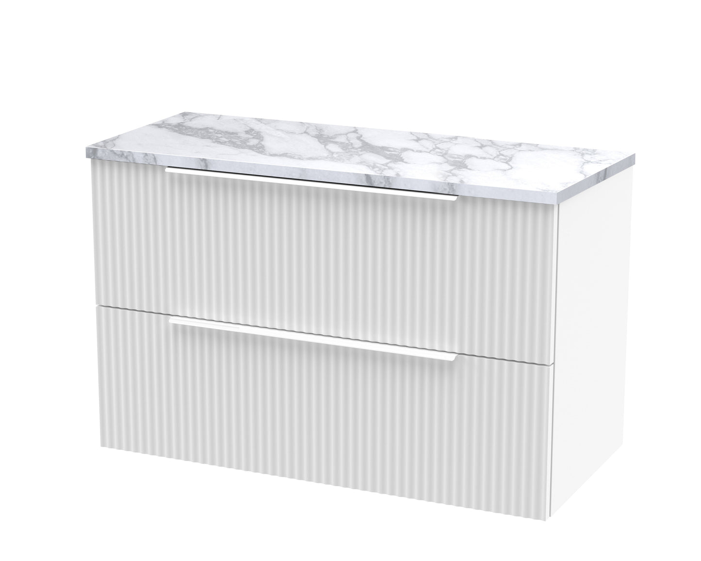 Hudson Reed Fluted Wall Hung 2 Drawer Vanity & Worktop