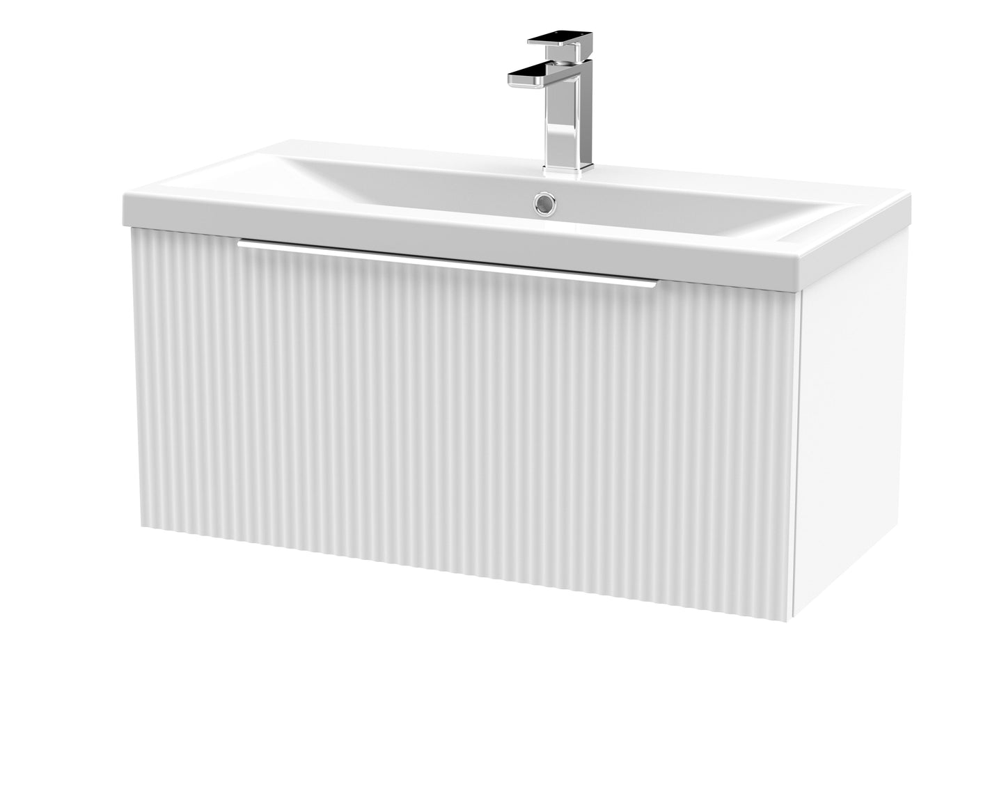 Hudson Reed Fluted Wall Hung Single Drawer Vanity & Basin