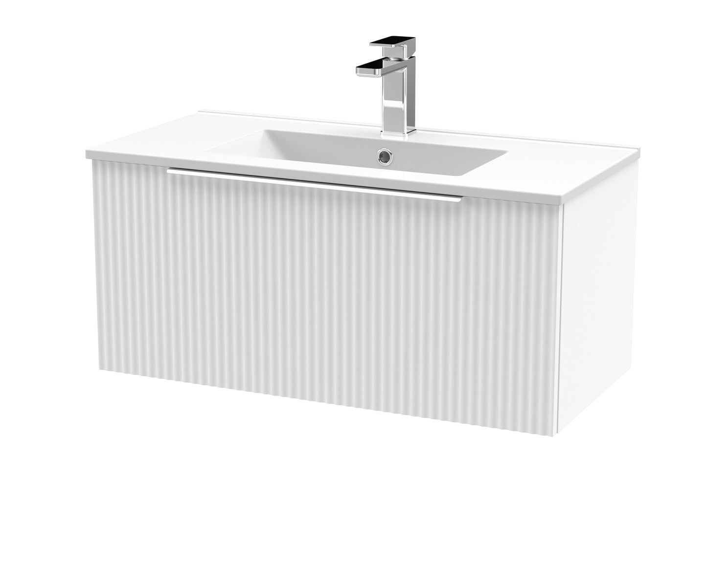 Hudson Reed Fluted Wall Hung Single Drawer Vanity & Basin