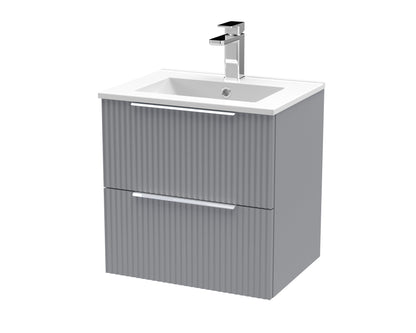 Hudson Reed Fluted 500mm Wall Hung 2 Drawer Vanity & Basin