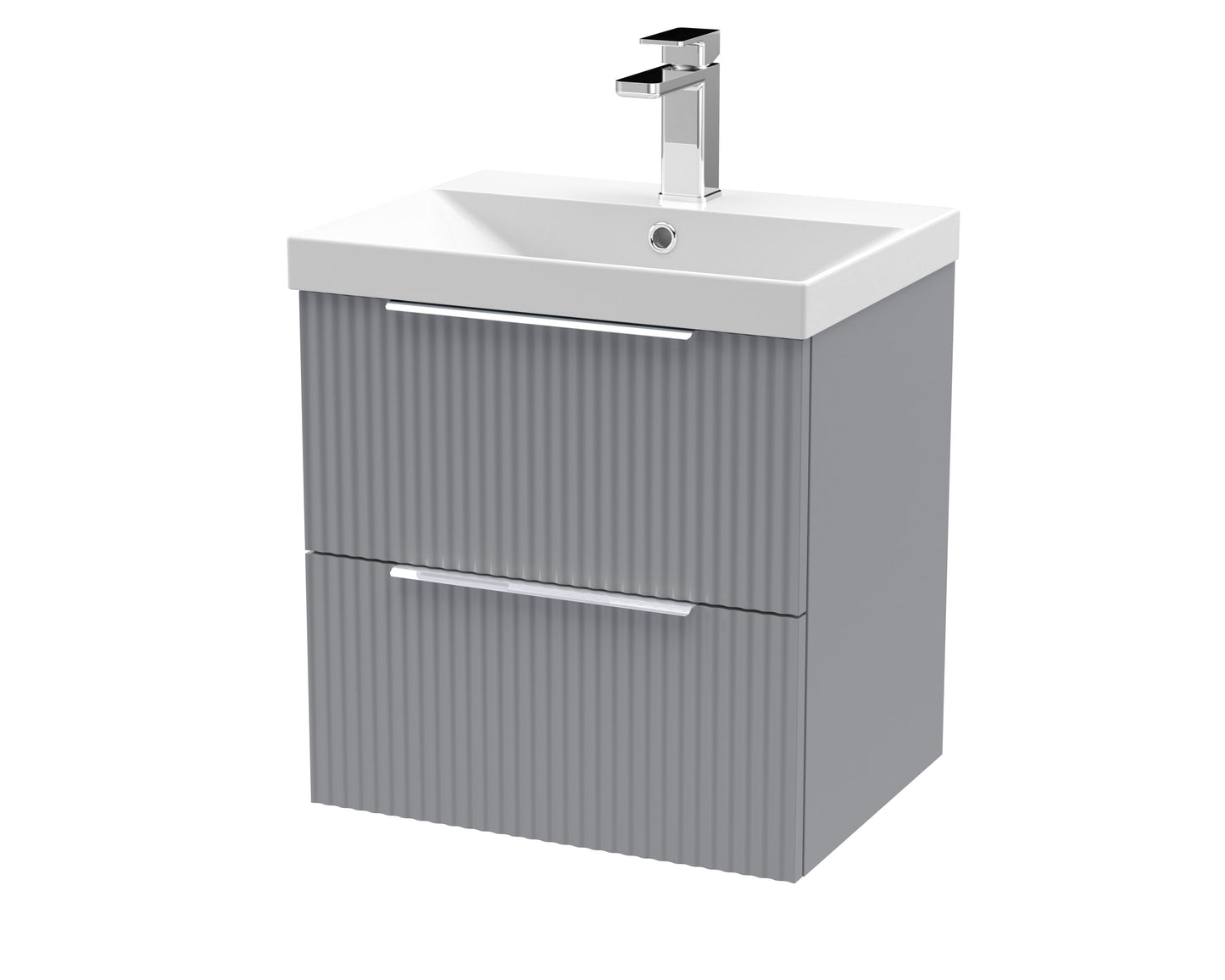 Hudson Reed Fluted 500mm Wall Hung 2 Drawer Vanity & Basin