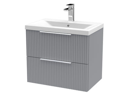 Hudson Reed Fluted 500mm Wall Hung 2 Drawer Vanity & Basin