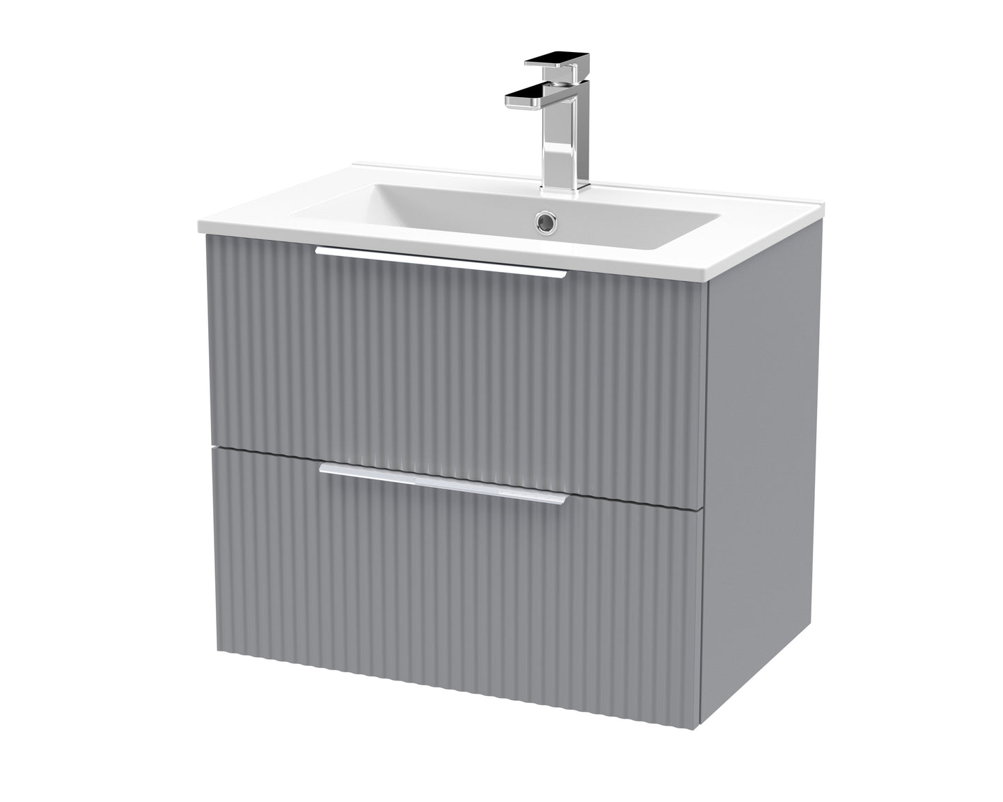 Hudson Reed Fluted 500mm Wall Hung 2 Drawer Vanity & Basin