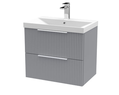 Hudson Reed Fluted 500mm Wall Hung 2 Drawer Vanity & Basin