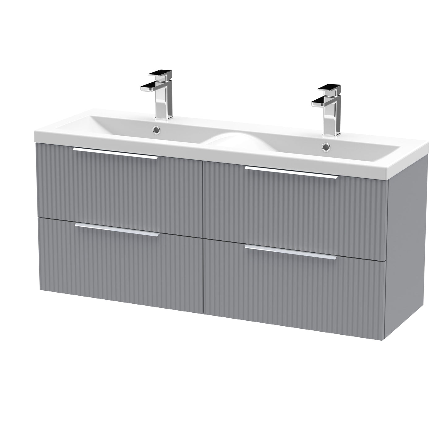 Hudson Reed Fluted Wall Hung 4 Drawer Vanity & Basin/worktop