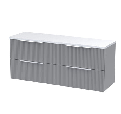 Hudson Reed Fluted Wall Hung 4 Drawer Vanity & Basin/worktop