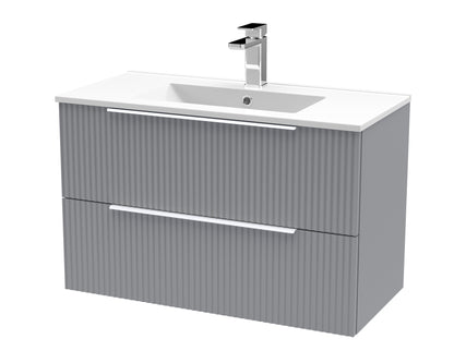 Hudson Reed Fluted 500mm Wall Hung 2 Drawer Vanity & Basin