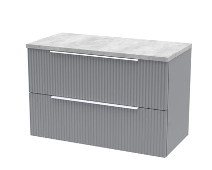 Hudson Reed Fluted Wall Hung 2 Drawer Vanity & Worktop