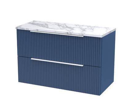 Hudson Reed Fluted Wall Hung 2 Drawer Vanity & Worktop