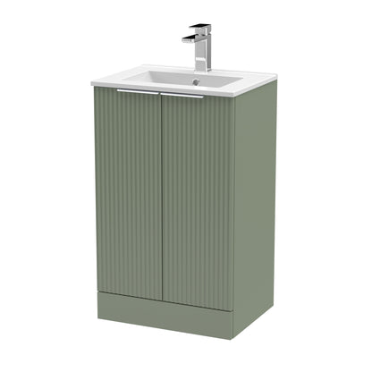 Hudson Reed Fluted Floor Standing 2 Door Vanity & Basin