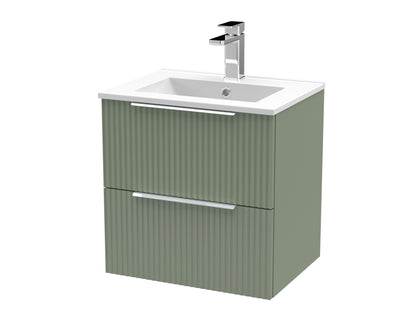 Hudson Reed Fluted 500mm Wall Hung 2 Drawer Vanity & Basin