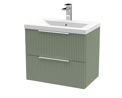 Hudson Reed Fluted 500mm Wall Hung 2 Drawer Vanity & Basin