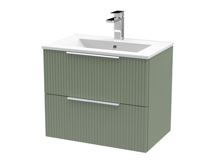 Hudson Reed Fluted 500mm Wall Hung 2 Drawer Vanity & Basin