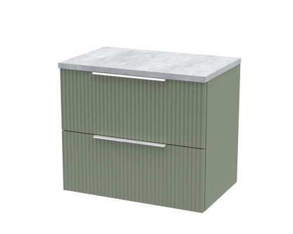 Hudson Reed Fluted Wall Hung 2 Drawer Vanity & Worktop