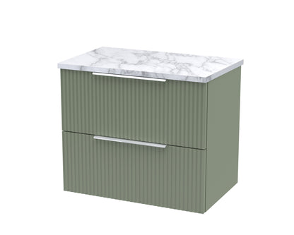 Hudson Reed Fluted Wall Hung 2 Drawer Vanity & Worktop