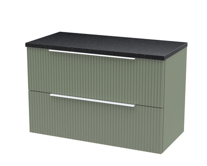 Hudson Reed Fluted Wall Hung 2 Drawer Vanity & Worktop