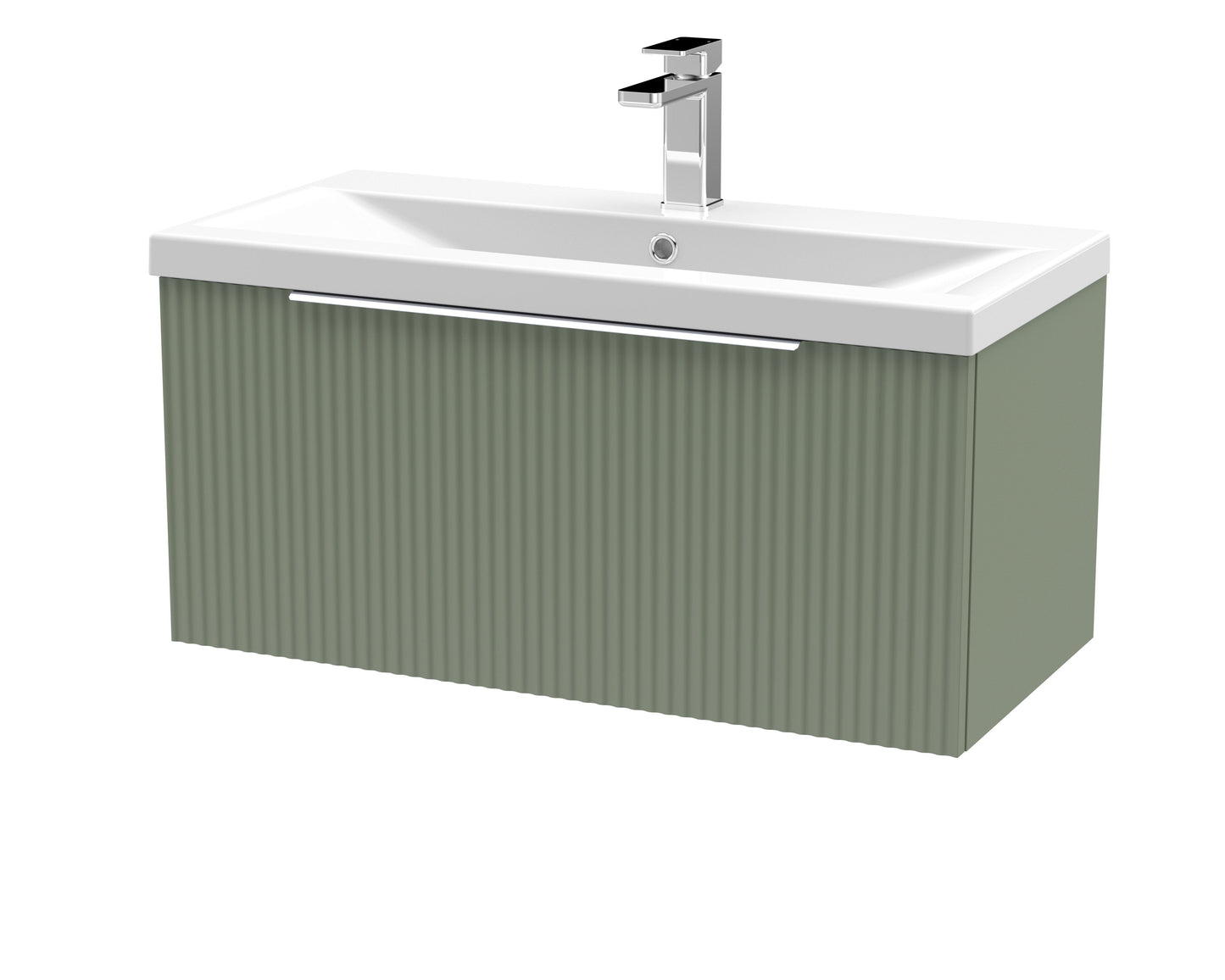 Hudson Reed Fluted Wall Hung Single Drawer Vanity & Basin