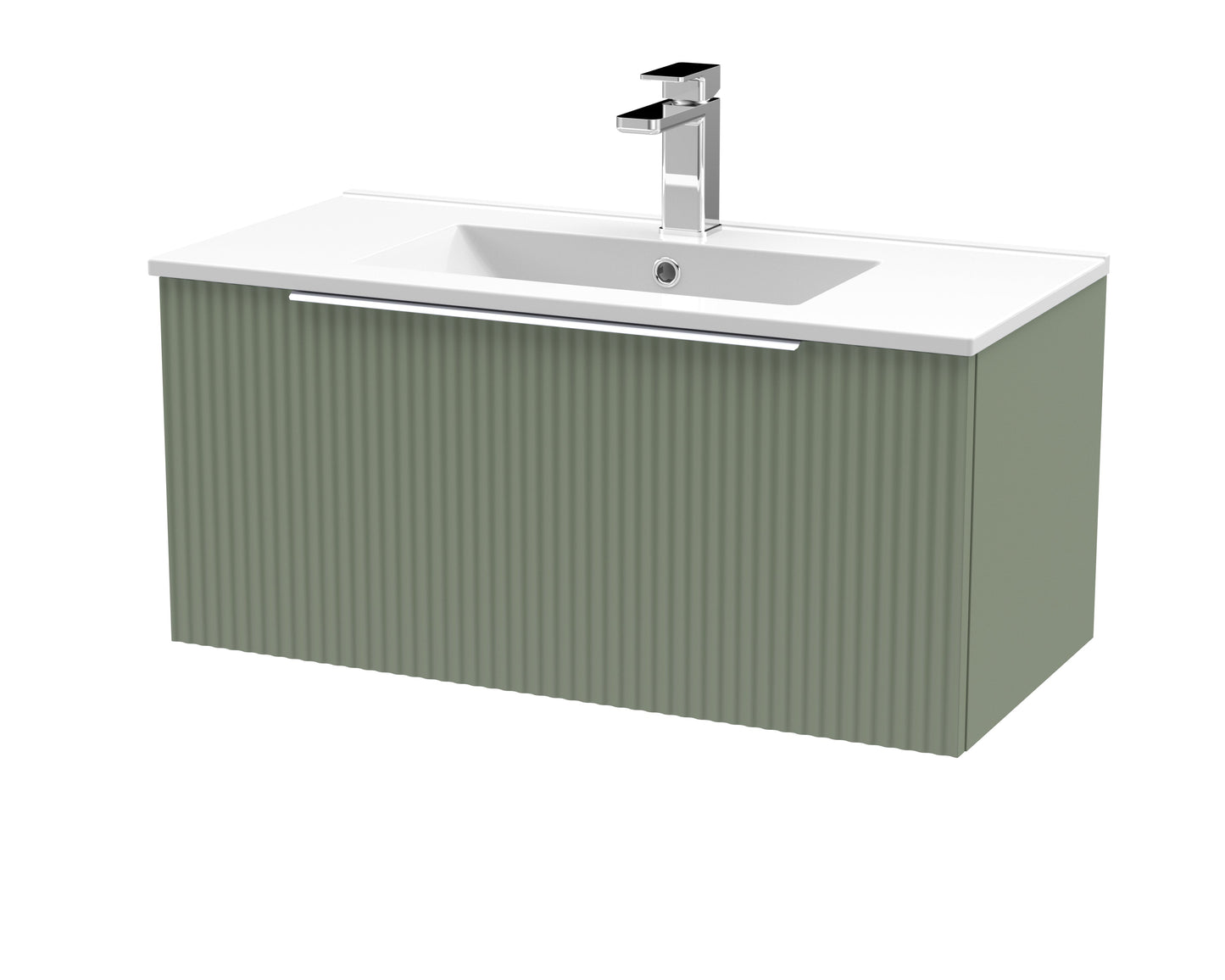 Hudson Reed Fluted Wall Hung Single Drawer Vanity & Basin