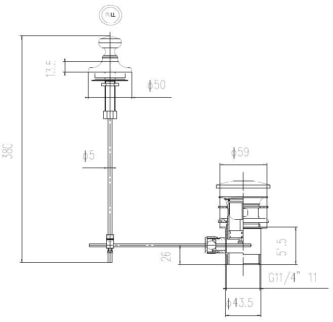 Hudson Reed Traditional Basin Pull Up Waste for 3 Tap Hole