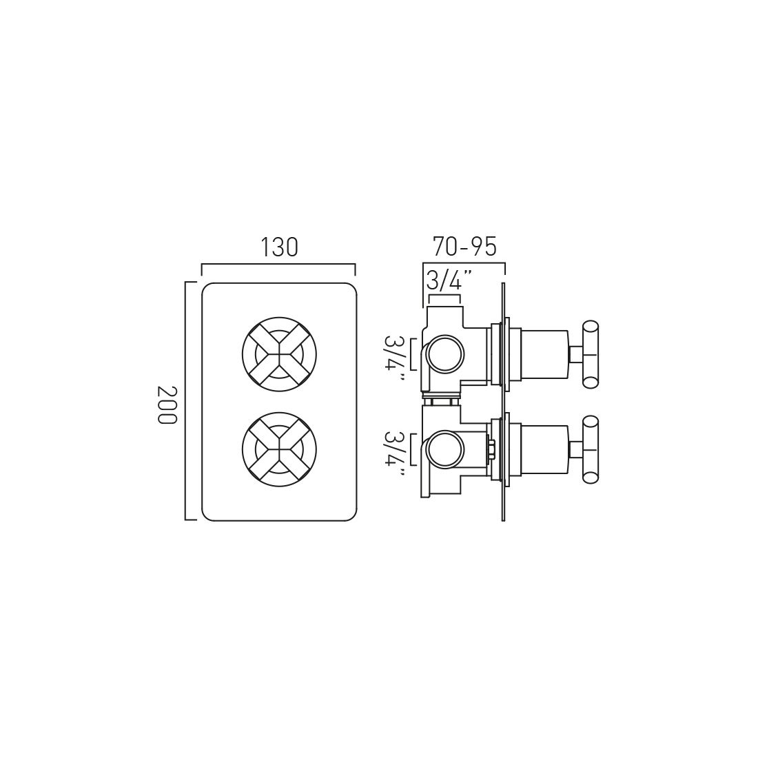 Vado Trim Kit for DX Elements Soft Square 3 Outlet