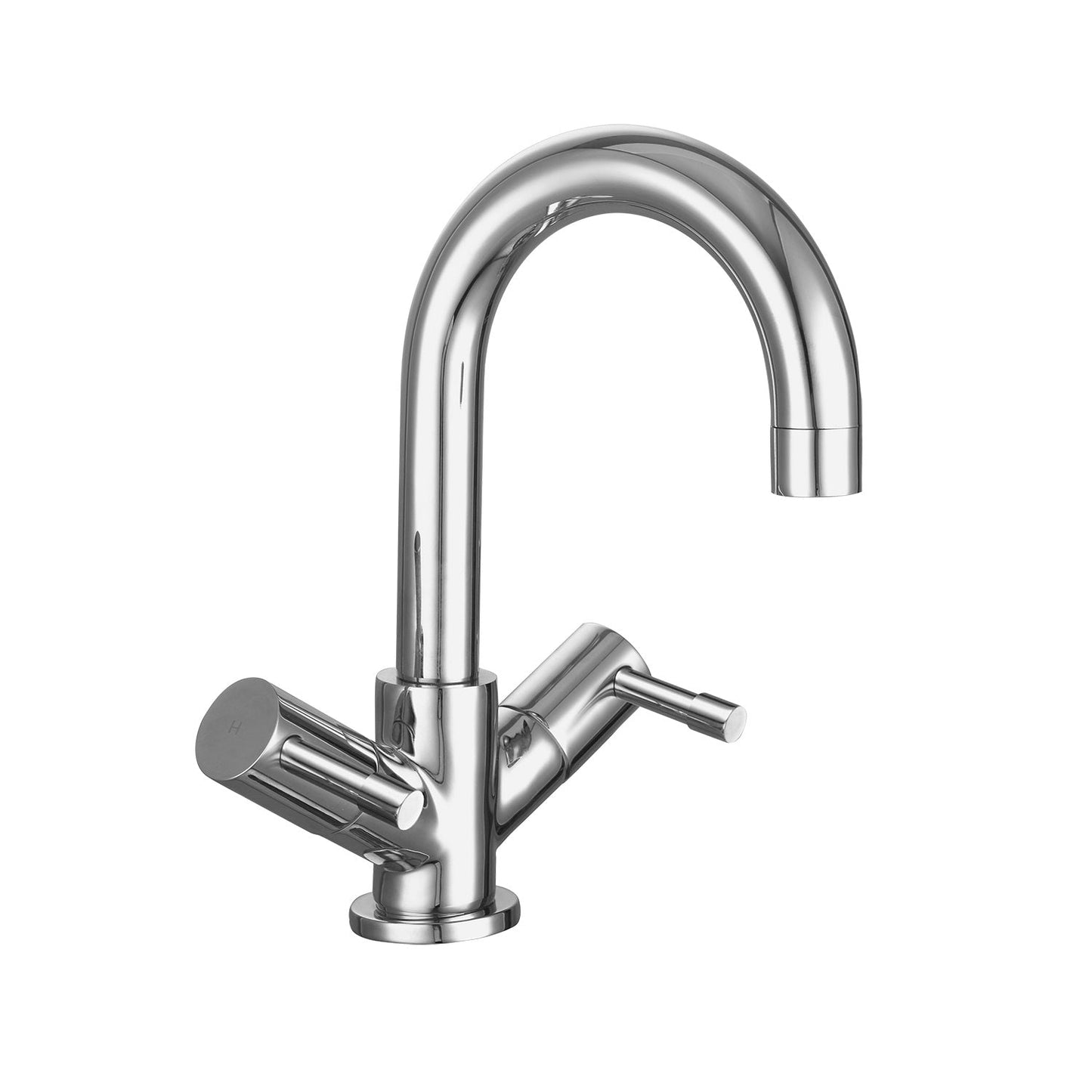 Nuie Series II Economy Mono Basin Mixer Swivel Spout. Push Button Waste