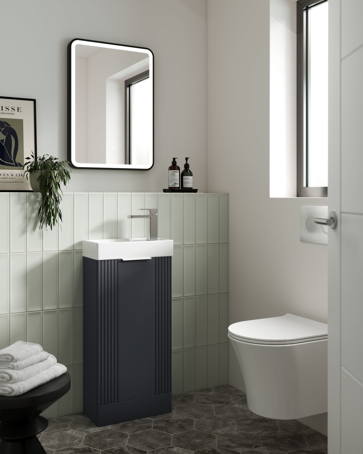 Nuie Deco Compact 400mm Floor Standing Cabinet & Basin